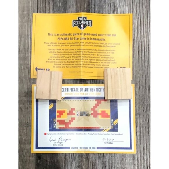 Official 2024 NBA All Star Court Gamed Used Piece LOT of 2 with COA - Picture 1 of 3